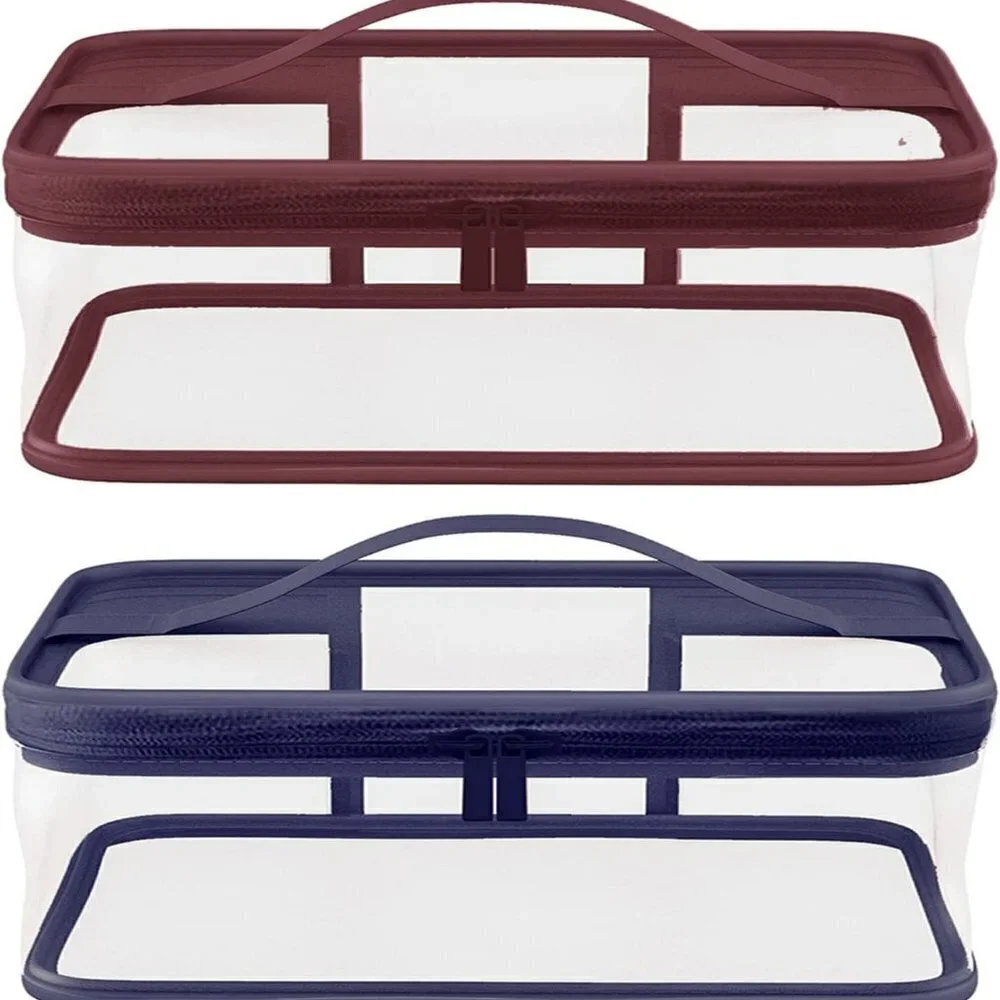 2 Pcs Makeup Bag Zipper Waterproof Cosmetics Bag Transparent Travel Storage